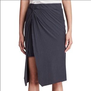 AllSaints Sur Grey Twist Front Midi Cotton Skirt Size Medium